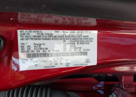 2016 Ford Focus Se from USA, damaged, VIN 1FADP3F25GL305144